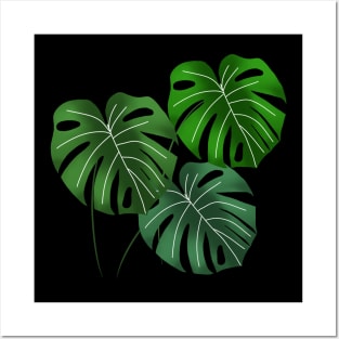 Monstera leaves - black Posters and Art